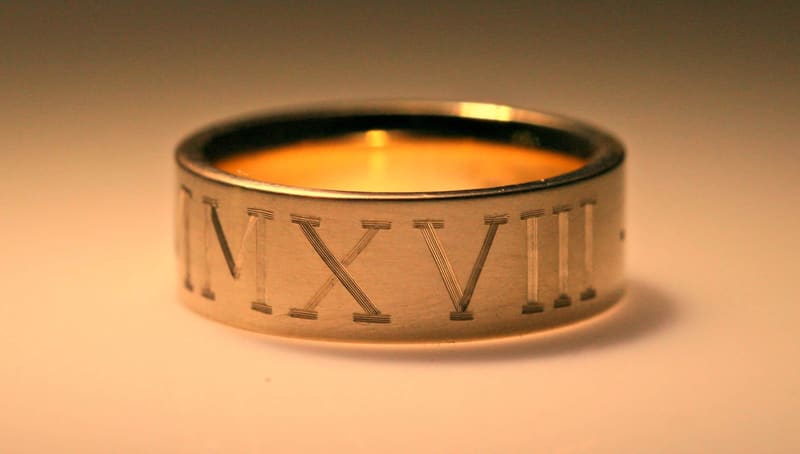 Gold band with engraved Roman numerals